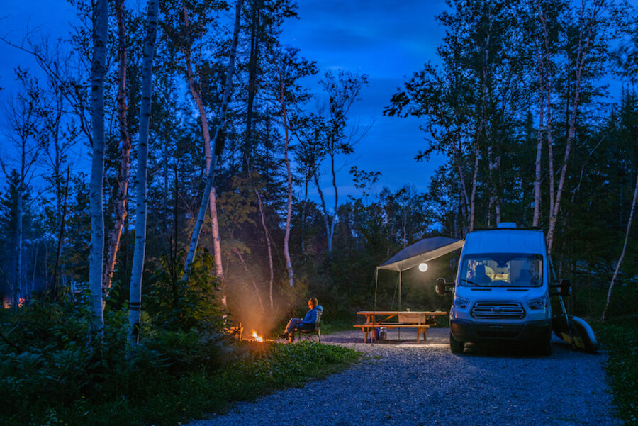 Example of a van in a camping situation