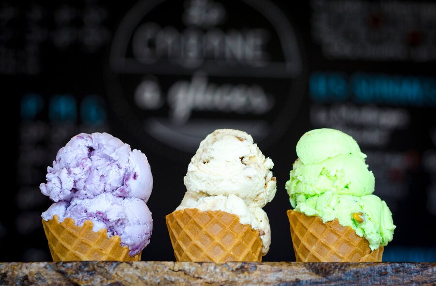 Trois cornets de crème glacée