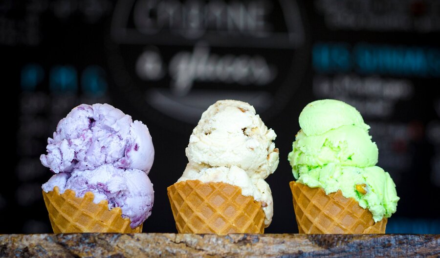 Three ice cream cones