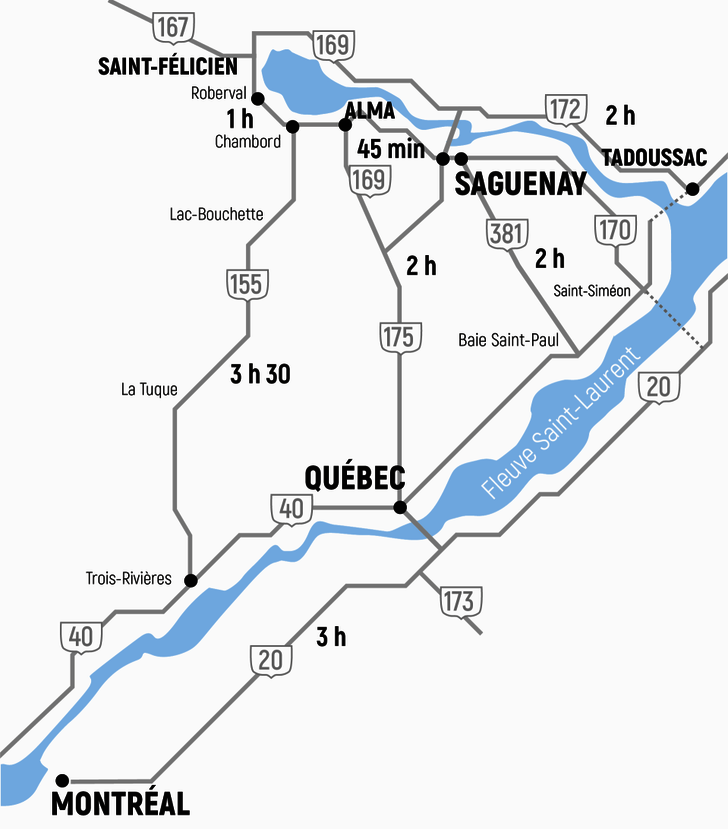 Access routes - Saguenay-Lac-Saint-Jean Access routes - Saguenay-Lac-Saint-Jean