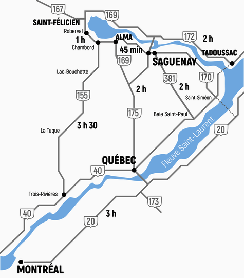 Voies d'accès - Saguenay-Lac-Saint-Jean