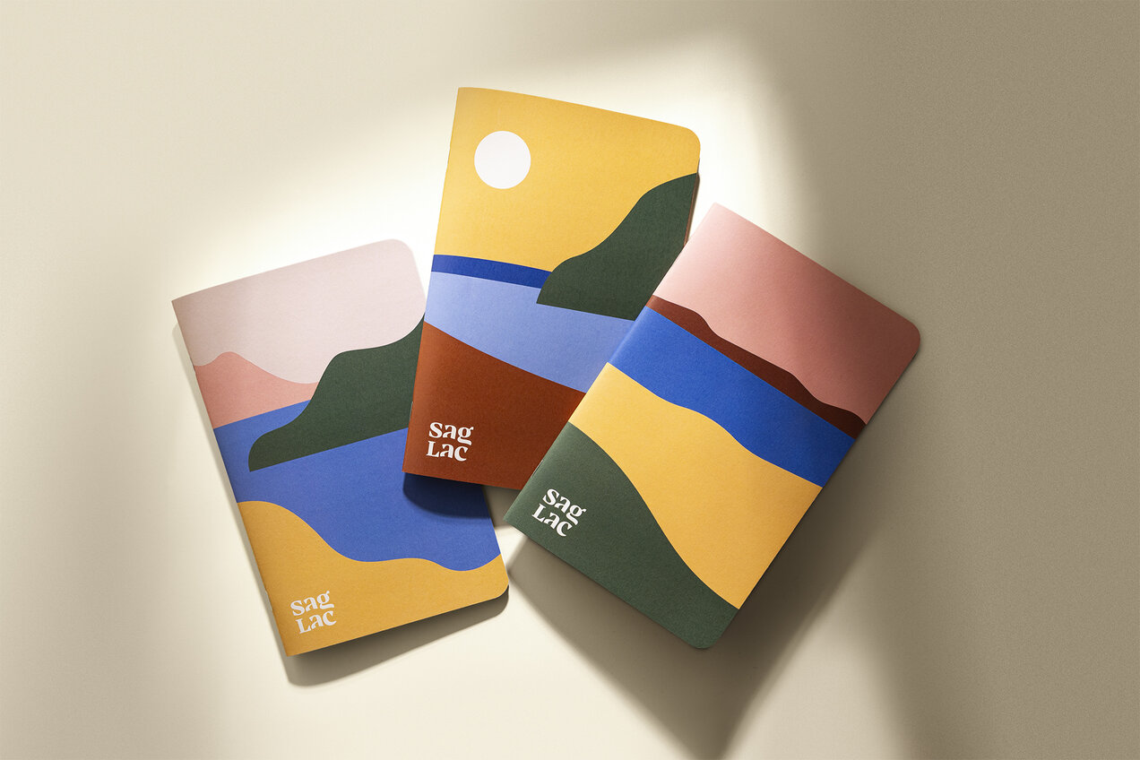 Trois carnets SagLac  aux couvertures colorées
