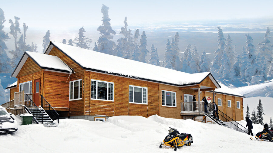 Large snow-covered cottage in the Monts Valin
