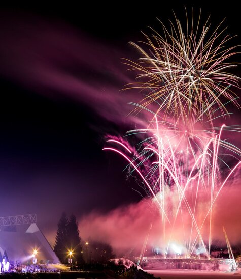 Fireworks in Saguenay en neige